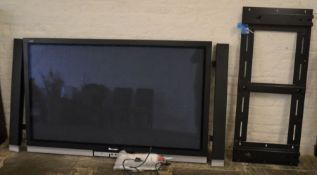 A Very large Panasonic Viera wall mounted 65inch TV with side speakers & wall bracket - model TH-