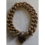 Imitation gold large link curb chain bracelet with padlock clasp