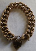 Imitation gold large link curb chain bracelet with padlock clasp