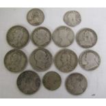 Victoria 1889/91 half crown, two shillings, 2 Victoria Gothic one florins, William IV half crown,