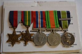 Group of 5 medals on a pin brooch, 1939-45 Star, Pacific Star, British War Medal, Defence Medal &