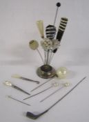 Levi & Salaman Birmingham 1905 silver hat pin stand with hat pins includes a silver golf club J.W