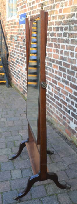 Late 19th century cheval mirror in the Regency style Ht 170cm W 71cm - Image 2 of 3