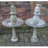 2 concrete pineapple fountain bird baths