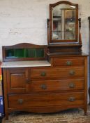 Late Victorian wash stand & dressing table in mahogany with marble top & fitted mirror L122cm D46cm