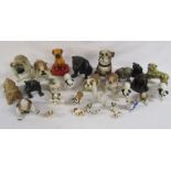 Collection of bulldogs - ceramic, brass and wood