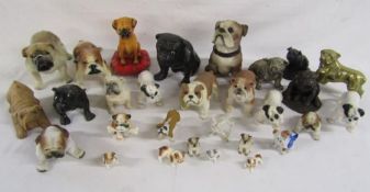 Collection of bulldogs - ceramic, brass and wood