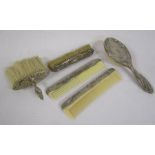 S & Co Birmingham 1901 silver clothes brush, white metal crumb brush and hairbrush and comb set