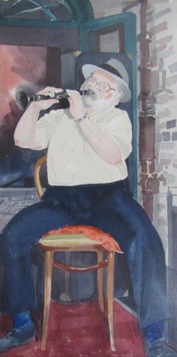 3 Charles Robert Warwick watercolour paintings of Jazz musicians inspired by the artists many - Image 4 of 9