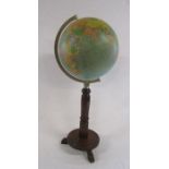 Atlas globe on tall stand approx. 72.5cm tall