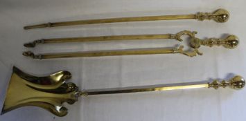 Set of brass fire irons