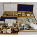 4 boxes containing selection of semi precious gemstones