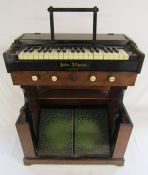 Travelling pedal organ with organ stops by John Allpass Leeds - approx. 64cm x 37cm x 36.5cm (when