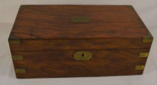 Large Victorian writing slope in rosewood with brass embellishments 45cm by 24cm by 16cm