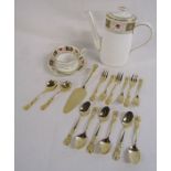 Royal Crown Derby 'Derby Border' A.1253 coffee pot and cup and saucer also includes 24ct gold plated