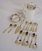 Royal Crown Derby 'Derby Border' A.1253 coffee pot and cup and saucer also includes 24ct gold plated