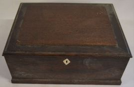 Oak lidded box with bone escutcheon 44cm by 34cm by 18cm