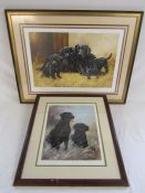 2 John Trickett black Labrador prints both pencil signed - one depicting a pair of gundogs 607/850