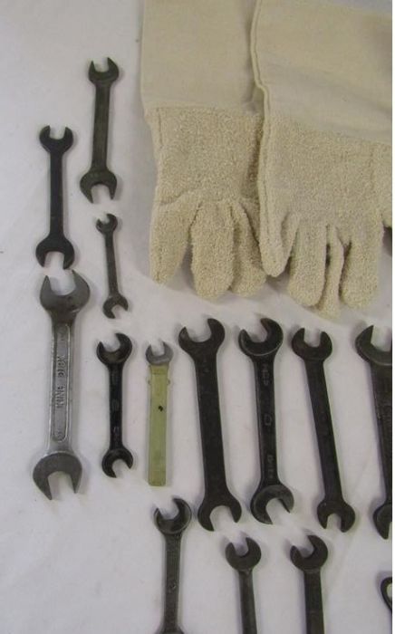 Collection of spanners King Dick, Eagle brand, Austin etc and some log burner gloves - Image 2 of 5