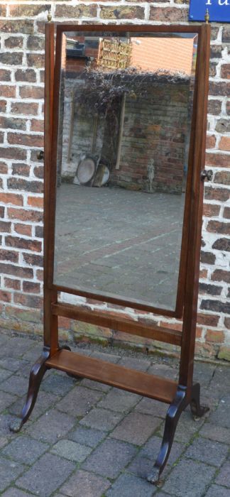 Late 19th century cheval mirror in the Regency style Ht 170cm W 71cm