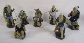 Collection of Shiwan mudmen fisherman figures