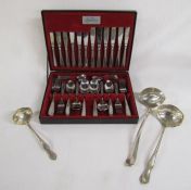 Housley 'Caravelle' cutlery set and 3 silver plate ladles
