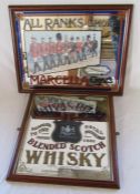 2 advertising mirrors - Marcella Cigars and Chivas Regal - largest approx. 66cm x 52cm