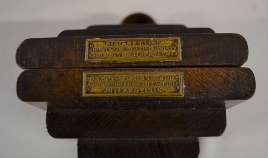 Pair of wooden bookends made of  teak from HMS Iron Duke & a pair of carved folding bookends - Image 2 of 2