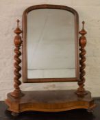 Large Victorian toilet mirror in mahogany (crack to mirror) Ht75cm L65cm