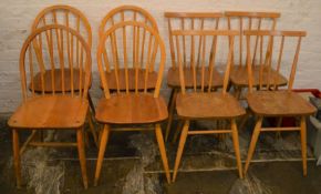 Two sets of four Ercol chairs