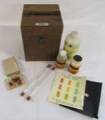 Cased soil testing kit 'The British Drug Houses' with tubes and extra bungs