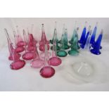 40 glass epergne flutes in various colours and shapes