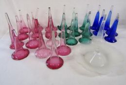 40 glass epergne flutes in various colours and shapes