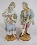 Sitzendorf gardener and his wife porcelain figurines pair approx. 40cm tall