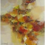 Large oil painting on canvas 'Summer Rain' signed R.SN Manila? 1974 approx. 110cm x 110cm