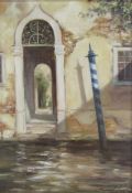 Framed oil on board of Venice waterway - signed Simon Chalk - approx. 55cm x 45cm includes frame
