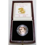 1990 gold proof sovereign no. 0833 in original box with certificate of authenticity