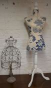 Dressmakers mannequin & a miniature wire mannequin