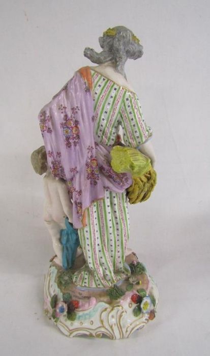 Meissen figure representing harvest with child approx. 40cm, bearing crossed swords mark to base - Image 3 of 11