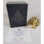 Royal Crown Derby Endangered Species Madagascan Tortoise with certificate No. 987 of 1000
