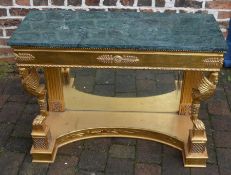 Reproduction gilded console table in the Empire style with mirror back to base approx. 99.5cm w x