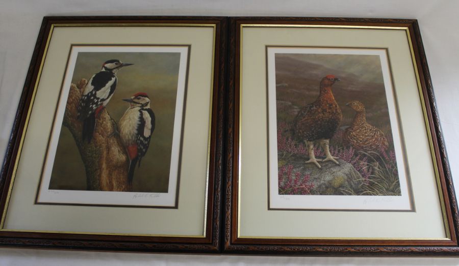 Two framed limited edition prints signed in pencil Robert Fuller, depicting Grouse (48/850) & Male