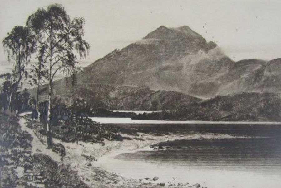 2 original drypoint etchings by A Watson Turnbull (exhibitor Royal Academy) - 'Benvenue' - 'Loch - Image 2 of 13