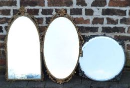 3 metal framed wall mirrors