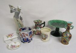 Collection of ceramics including Lladro golfer (repair to golf club), Royal Doulton Coronation