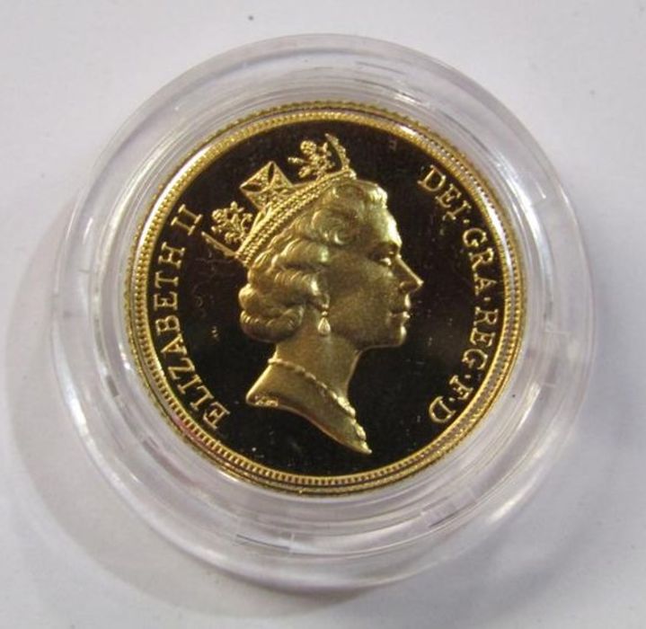 1985 gold proof sovereign no. 02063 in original box of issue, with certificate of authenticity - Image 3 of 3