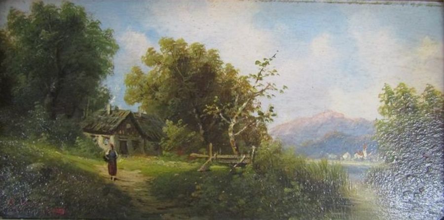 Pair of framed Adolf Kaufmann signed G. Salvi oil paintings one depicting a man on a river side - Image 5 of 8