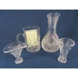 Small collection of glass includes crystal vase and Galway Crystal tankard