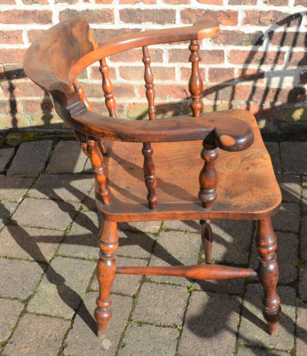 *Victorian yew wood smokers bow chair.  This lot is subject to VAT. - Image 4 of 5