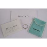 Tiffany & Co square stack silver ring with aquamarine stone ring size P - original receipt and